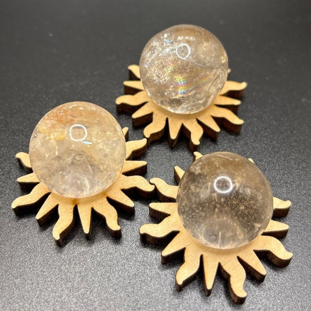 Beautiful Set of Three Clear Quartz Mini Spheres